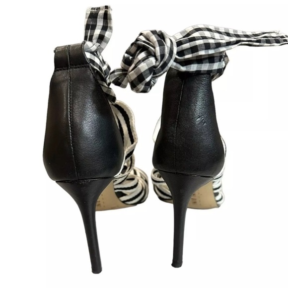 Gianni Bini Black Abrianna Gingham Lace Up Sandals 3.93” heels Size 8 NEW - Picture 5 of 9